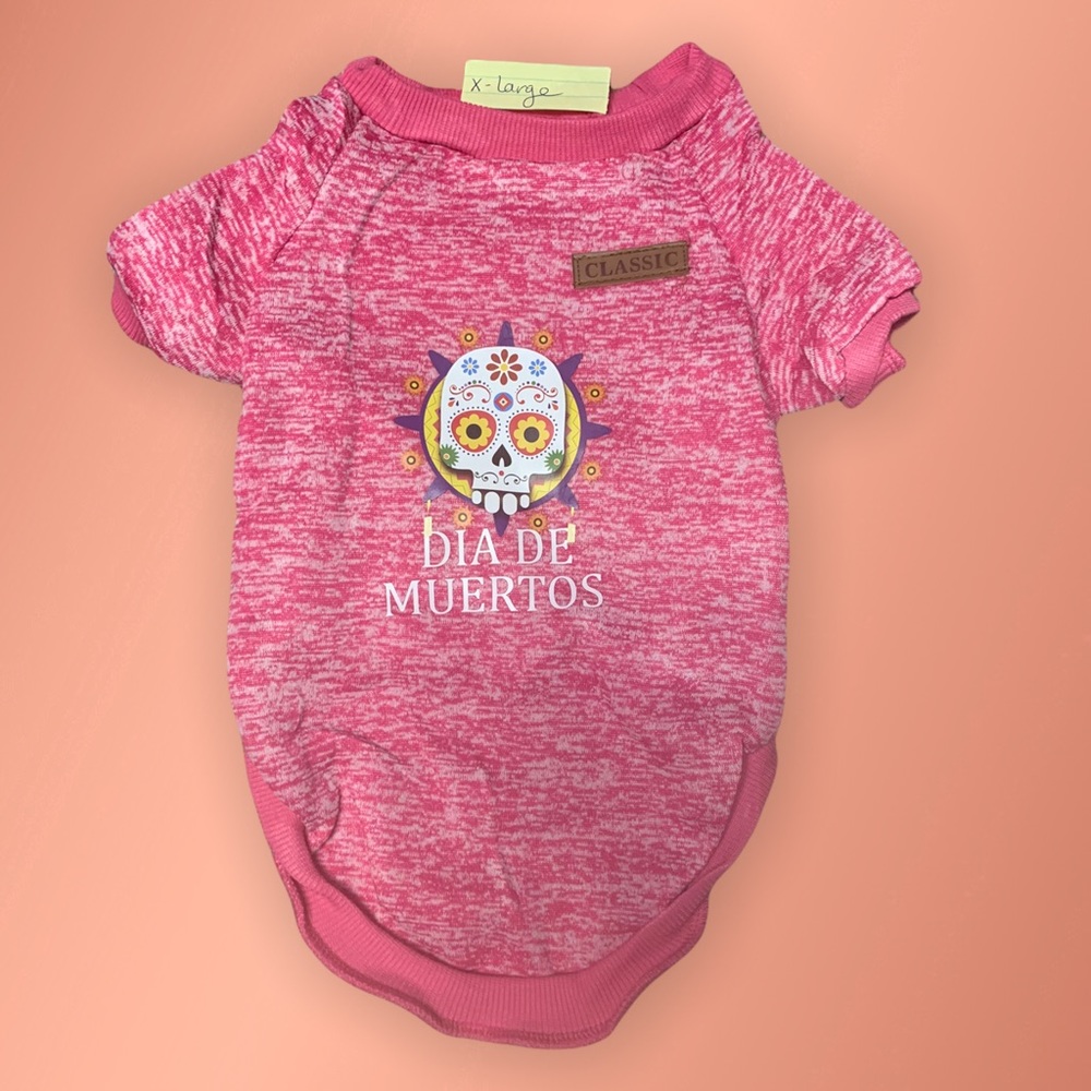 X-Large Pink Pet Dia De Muertos Sweatshirt